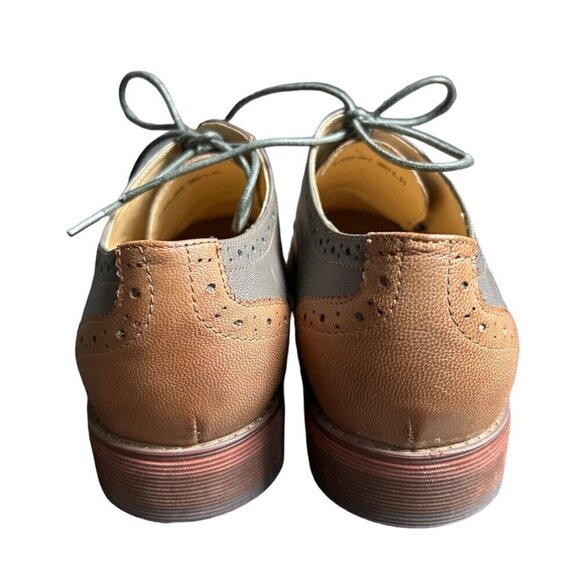Brown and Grey Formal Lace Up Oxford Shoes US 8.5 - Picture 6 of 7